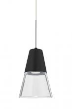 Besa Lighting 1XC-TIMO6BC-LED-SN - Besa, Timo 6 Cord Pendant,Clear/Black, Satin Nickel Finish, 1x9W LED