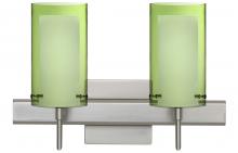 Besa Lighting 2SW-L44007-SN-SQ - Besa Pahu 4 Wall With SQ Canopy 2SW Transparent Olive/Opal Satin Nickel 2x40W G9