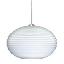 Besa Lighting J-491307-LED-SN-L - Besa Pendant For Multiport Canopy Pape 12 Satin Nickel Opal Ribbed 1x9W LED, 15Ft. Co