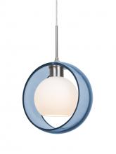 Besa Lighting J-MANABL-LED-SN - Besa Mana Pendant For Multiport Canopy, Blue/Opal, Satin Nickel Finish, 1x9W LED