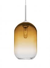 Besa Lighting J-OMEGA12AM-SN-L - Besa, Omega 12 Cord Pendant For Multiport Canopies,Amber/Clear, Satin Nickel Finish,