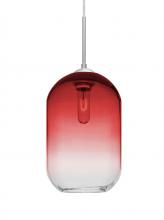 Besa Lighting J-OMEGA12RD-SN-L - Besa, Omega 12 Cord Pendant For Multiport Canopies,Red/Clear, Satin Nickel Finish, 1x