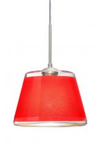 Besa Lighting J-PIC9RD-LED-SN-L - Besa Pendant For Multiport Canopy Pica 9 Satin Nickel Red Sand 1x9W LED, 15Ft. Cord