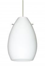 Besa Lighting RXP-171307-LED-SN-L - Besa Pendant Pera 6 Satin Nickel Opal Matte 1x5W LED, 15Ft. Cord