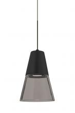 Besa Lighting XP-TIMO6BS-LED-BR-L - Besa, Timo 6 Cord Pendant,Smoke/Black, Bronze Finish, 1x9W LED, 15Ft. Cord