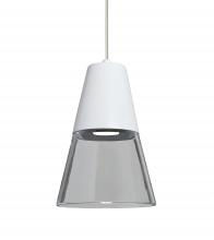 Besa Lighting XP-TIMO6WC-LED-SN-L - Besa, Timo 6 Cord Pendant,Clear/White, Satin Nickel Finish, 1x9W LED, 15Ft. Cord