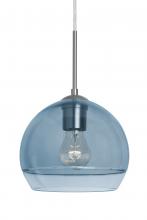 Besa Lighting J-ALLY8BL-SN - Besa, Ally 8 Cord Pendant For Multiport Canopy, Coral Blue/Clear, Satin Nickel Finish