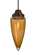 Besa Lighting J-SULUAM-BR - Besa, Sulu Cord Pendant For Multiport Canopy, Amber Bubble, Bronze Finish, 1x60W Medi