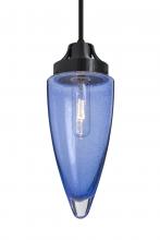 Besa Lighting J-SULUBL-BK - Besa, Sulu Cord Pendant For Multiport Canopy, Blue Bubble, Black Finish, 1x60W Medium