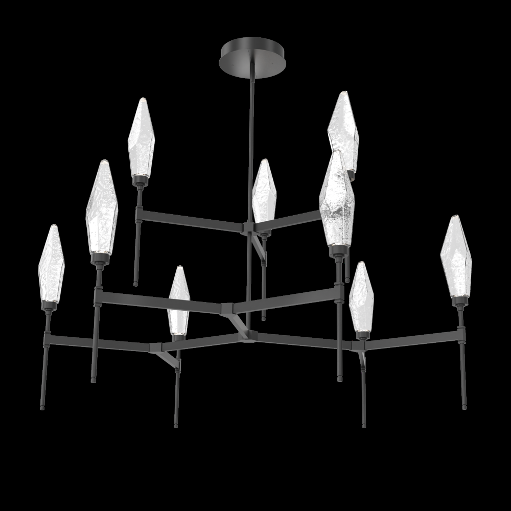 Rock Crystal Round Chandelier-54-Matte Black