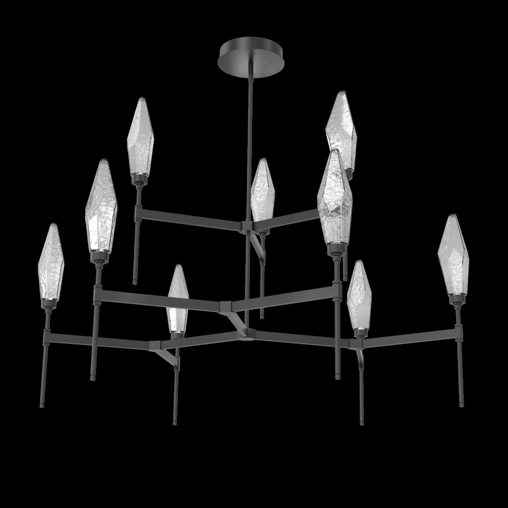 Rock Crystal Round Chandelier-54-Matte Black