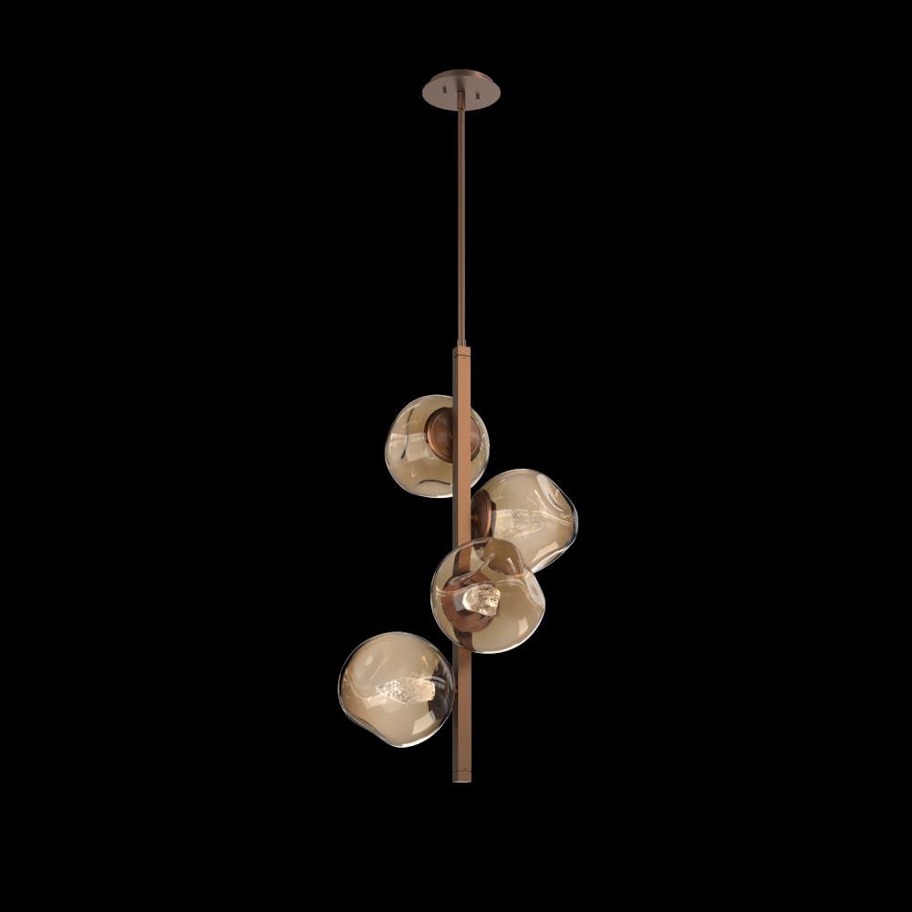 Luna 4pc Twisted Vine-Burnished Bronze-Geo Inner - Bronze Outer-Threaded Rod Suspension-LED 3000K