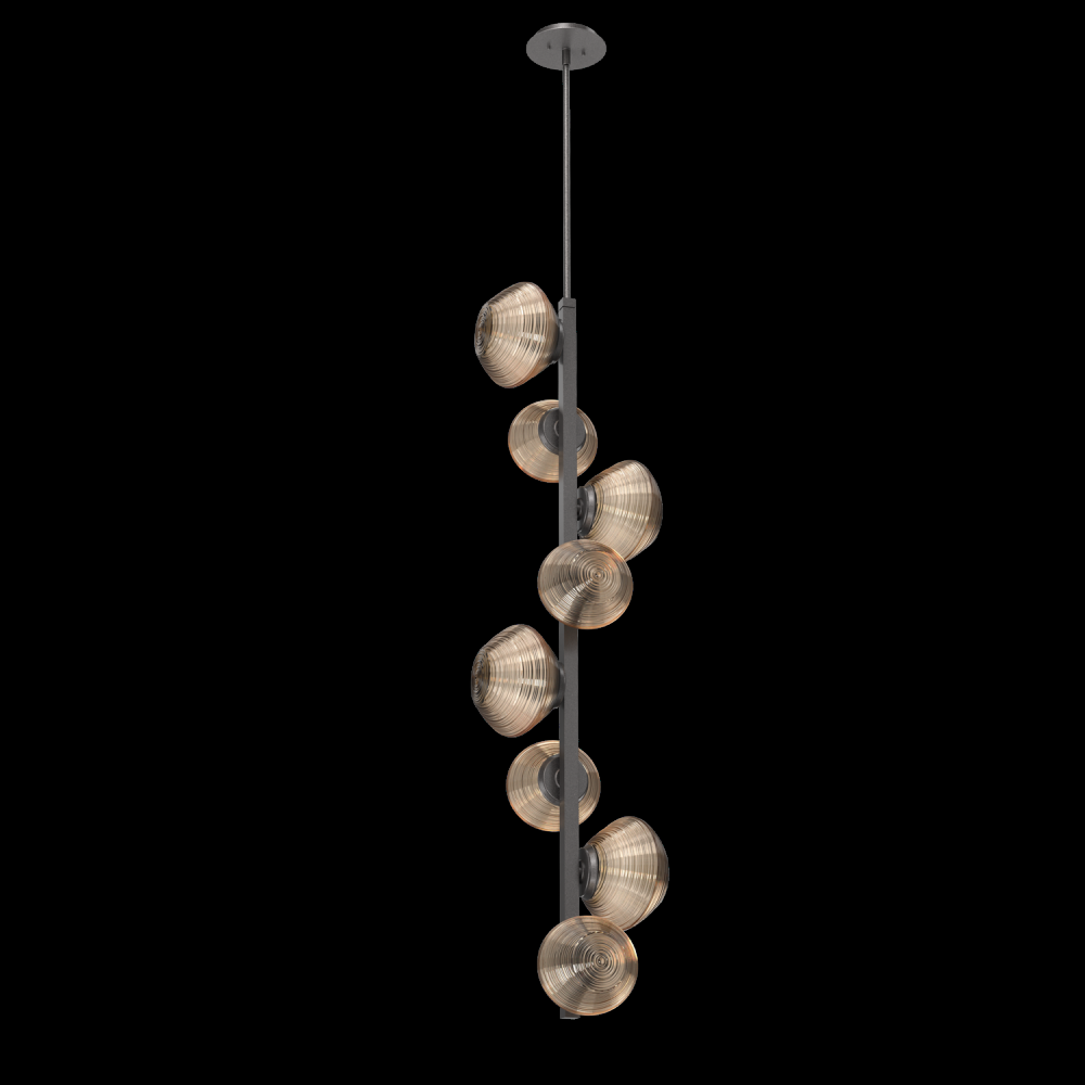 Mesa 8pc Twisted Vine-Graphite-Bronze Blown Glass-Threaded Rod Suspension-LED 2700K