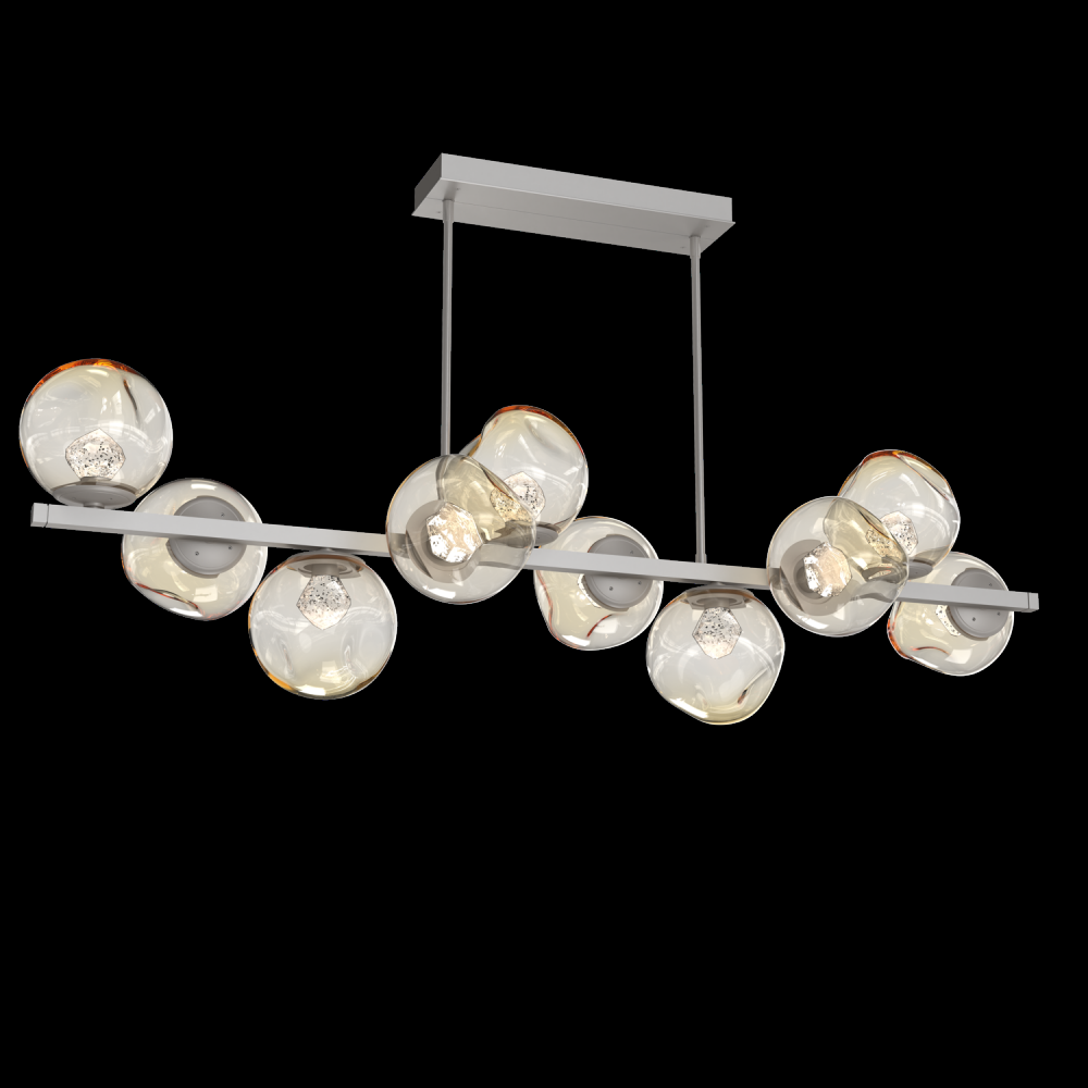 Luna 10pc Twisted Branch-Beige Silver-Zircon Inner - Amber Outer-Threaded Rod Suspension-LED 2700K