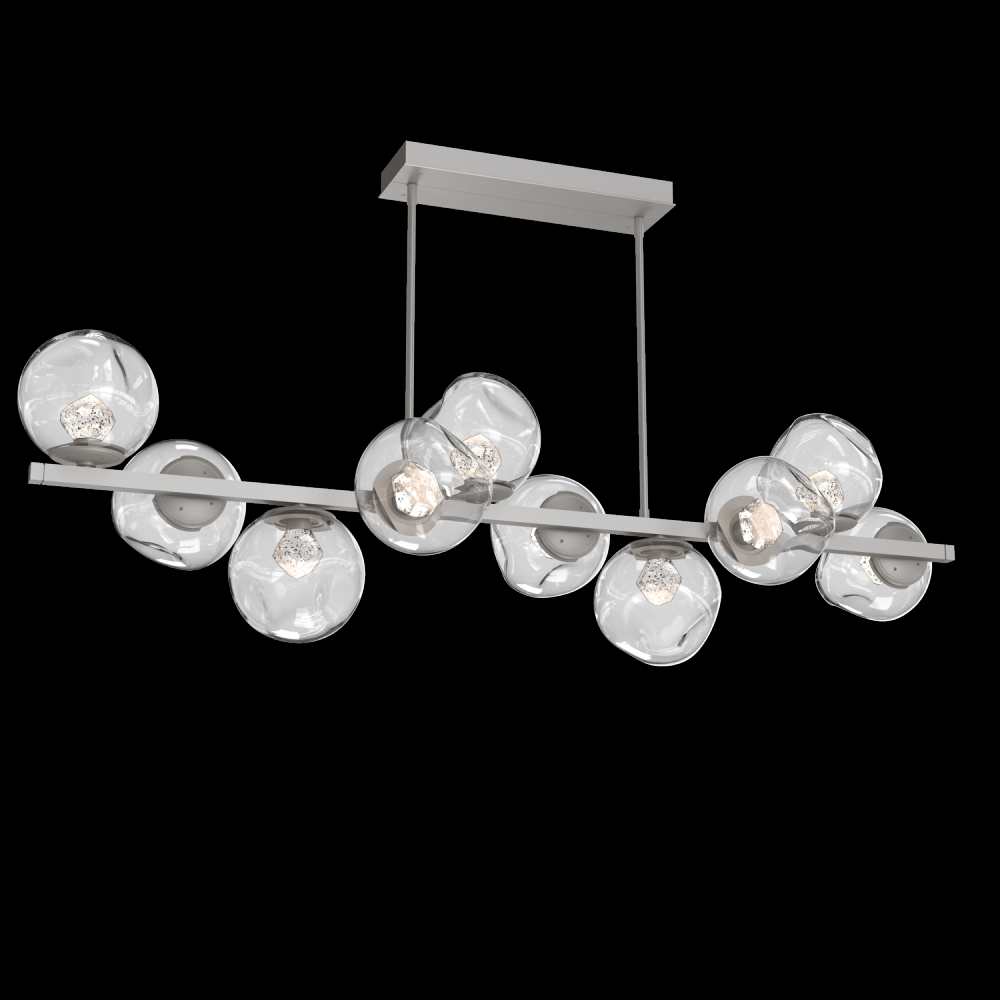 Luna 10pc Twisted Branch-Beige Silver-Zircon Inner - Clear Outer-Threaded Rod Suspension-LED 2700K