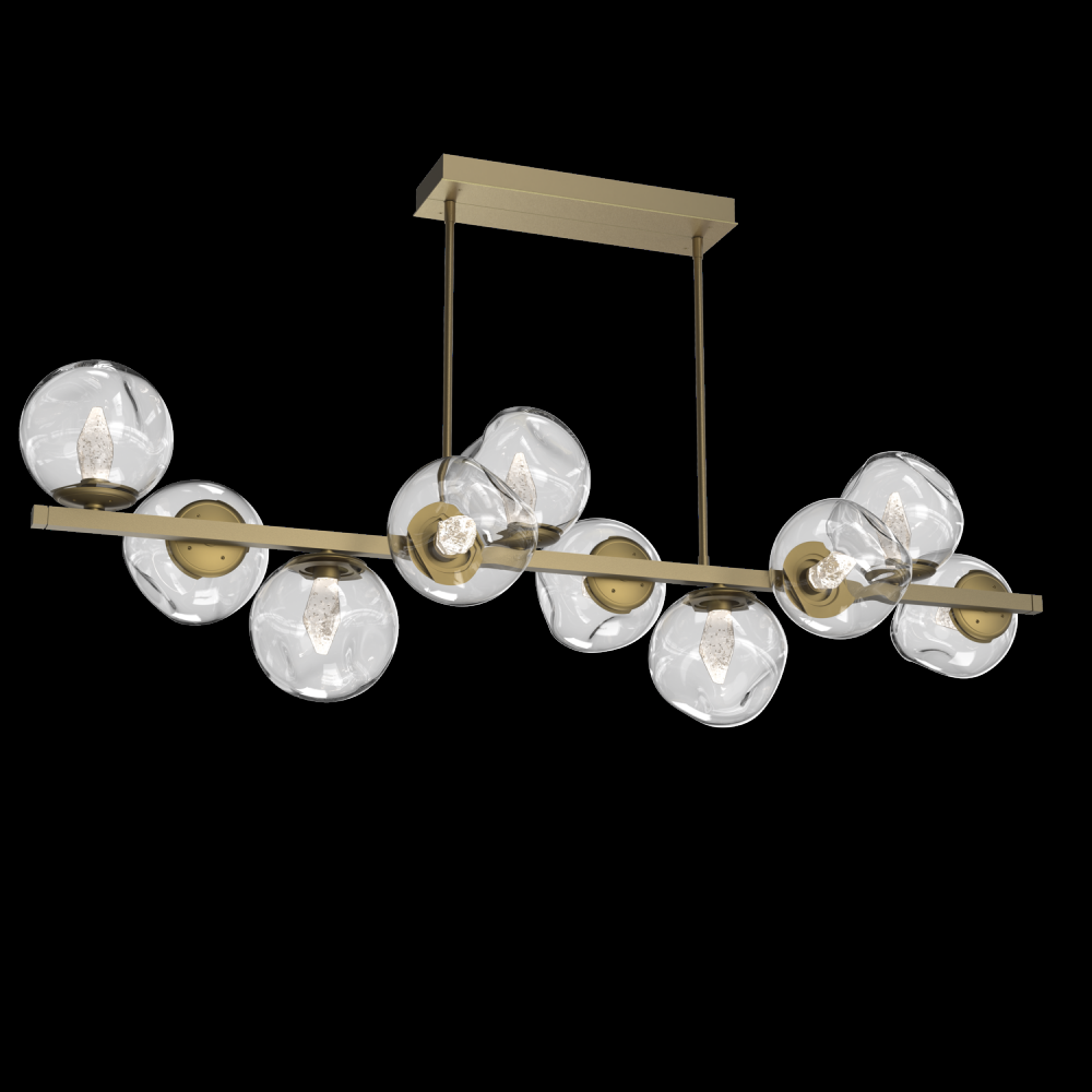 Luna 10pc Twisted Branch-Gilded Brass-Geo Inner - Clear Outer-Threaded Rod Suspension-LED 3000K