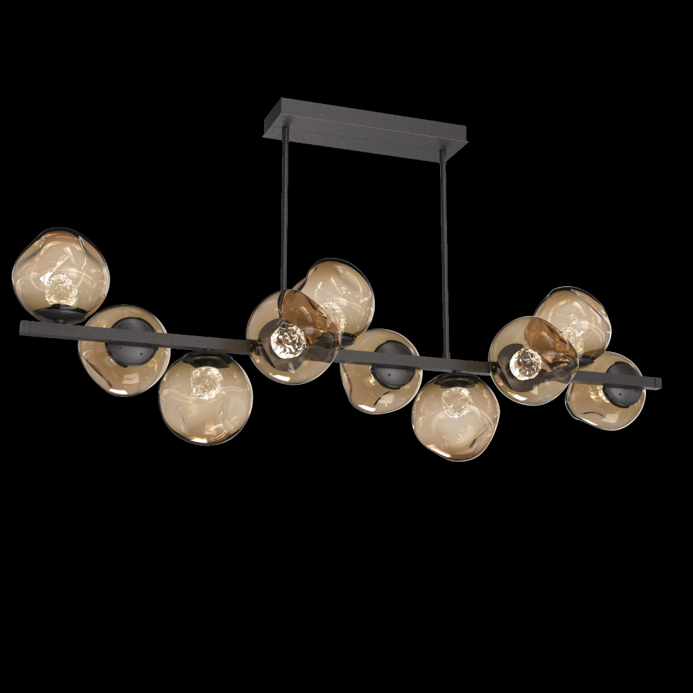 Luna 10pc Twisted Branch-Graphite-Floret Inner - Bronze Outer-Threaded Rod Suspension-LED 3000K