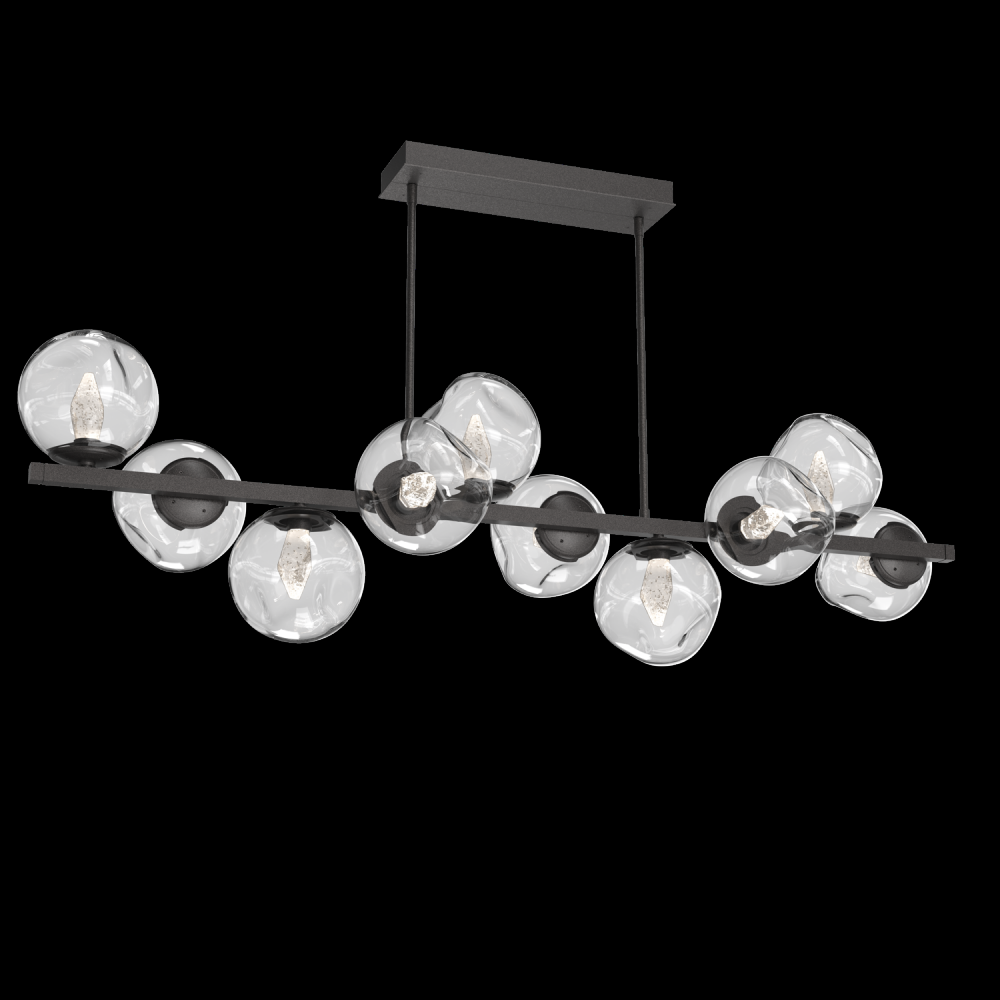 Luna 10pc Twisted Branch-Graphite-Geo Inner - Clear Outer-Threaded Rod Suspension-LED 2700K