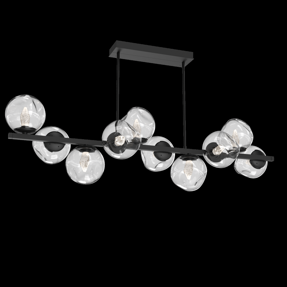 Luna 10pc Twisted Branch-Matte Black-Geo Inner - Clear Outer-Threaded Rod Suspension-LED 3000K