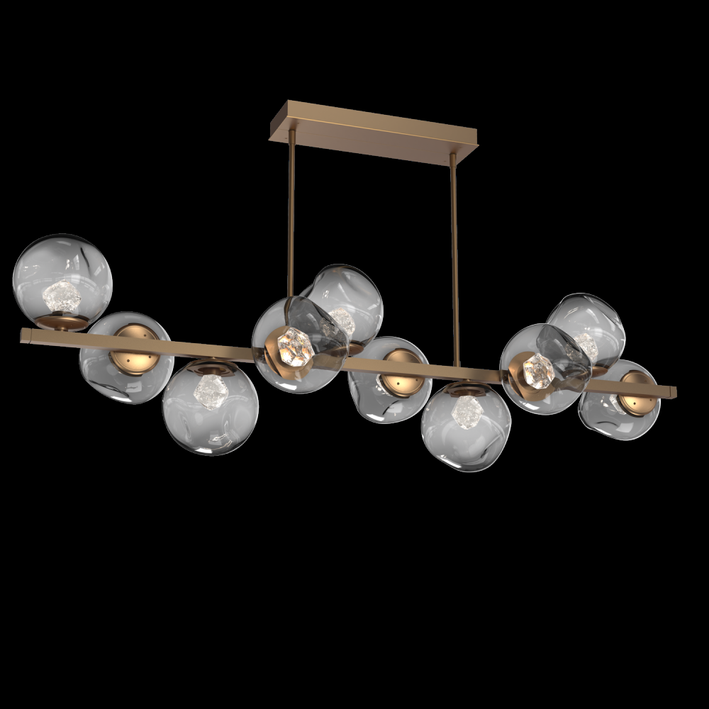 Luna 10pc Twisted Branch-Novel Brass-Zircon Inner - Smoke Outer-Threaded Rod Suspension-LED 2700K