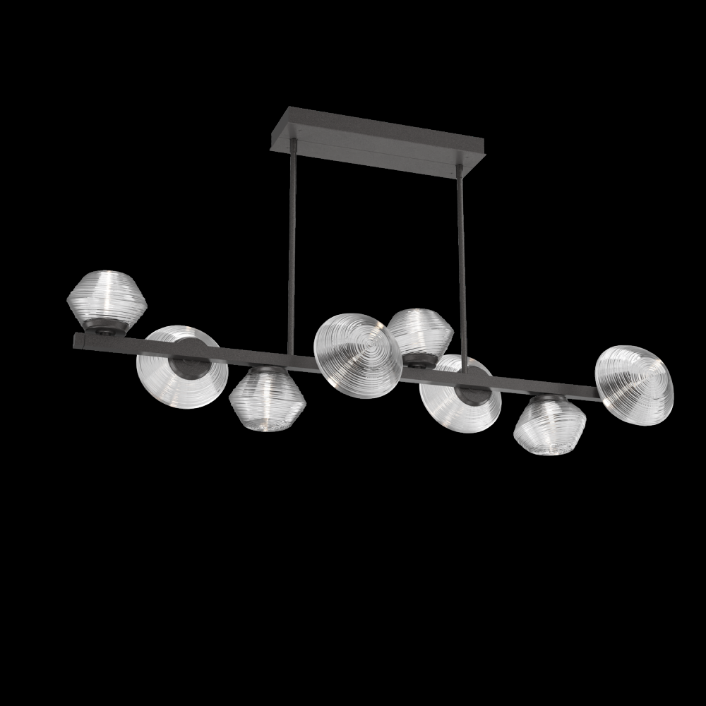 Mesa 8pc Twisted Branch-Graphite-Clear Blown Glass-Threaded Rod Suspension-LED 3000K