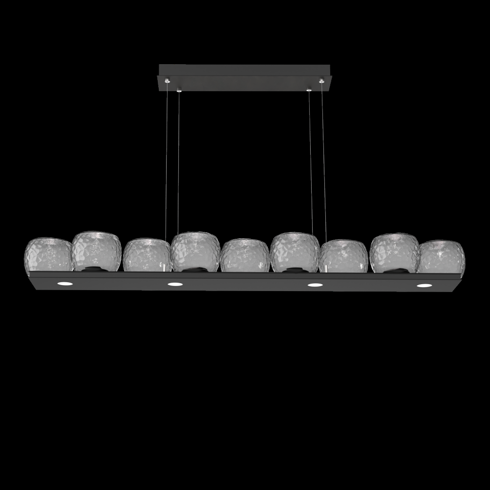 Vessel 59-inch Platform Linear-Matte Black-Smoke Blown Glass-Stainless Cable-LED 2700K