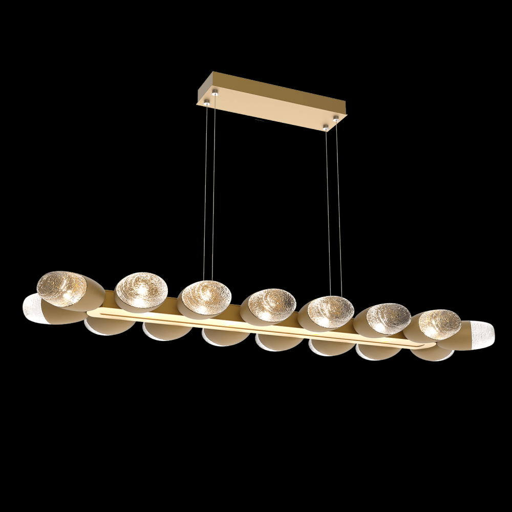 Pebble Linear Suspension 48" Small Glass-Gilded Brass-Pebble Clear