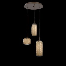 Hammerton CHB0091-03-FB-B-C01-L1 - Vessel 3pc Round Multi-Pendant-Flat Bronze-Bronze Blown Glass-Cloth Braided Cord-LED 2700K