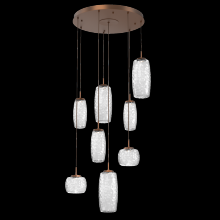 Hammerton CHB0091-08-BB-C-C01-L1 - Vessel 8pc Round Multi-Pendant-Burnished Bronze-Clear Blown Glass-Cloth Braided Cord-LED 2700K