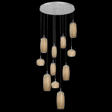 Hammerton CHB0091-11-CS-B-C01-L3 - Vessel 11pc Round Multi-Pendant-Classic Silver-Bronze Blown Glass-Cloth Braided Cord-LED 3000K