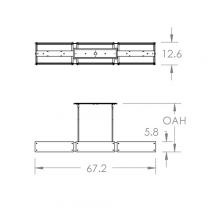 Hammerton PLB0044-67-GB-FR-001-E2 - Textured Glass Linear Suspension-67-Gilded Brass