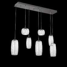 Hammerton PLB0091-07-GP-C-C01-L1 - Vessel 7pc Linear Multi-Pendant-Graphite-Clear Blown Glass-Cloth Braided Cord-LED 2700K