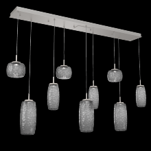 Hammerton PLB0091-09-BS-S-C01-L1 - Vessel 9pc Linear Multi-Pendant-Beige Silver-Smoke Blown Glass-Cloth Braided Cord-LED 2700K