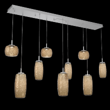 Hammerton PLB0091-09-CS-B-C01-L1 - Vessel 9pc Linear Multi-Pendant-Classic Silver-Bronze Blown Glass-Cloth Braided Cord-LED 2700K