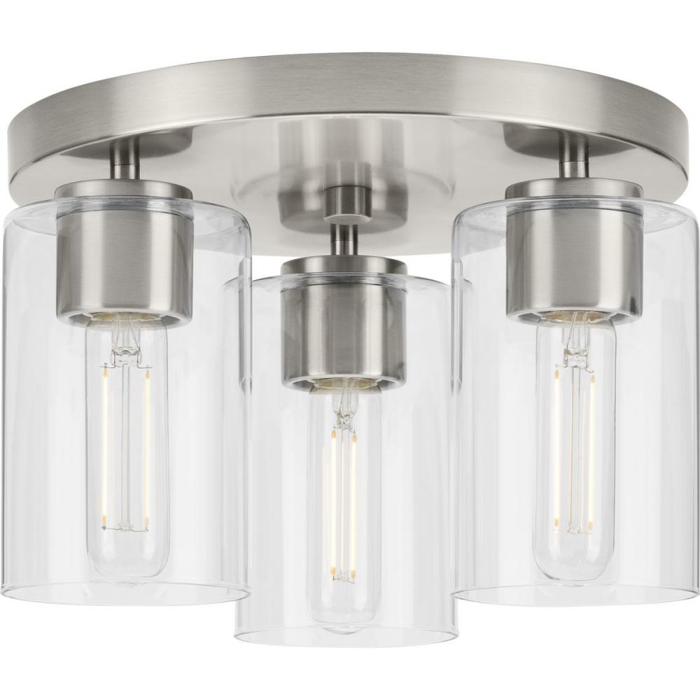 Cofield Collection 12 in. Three-Light Brushed Nickel Transitional Flush Mount