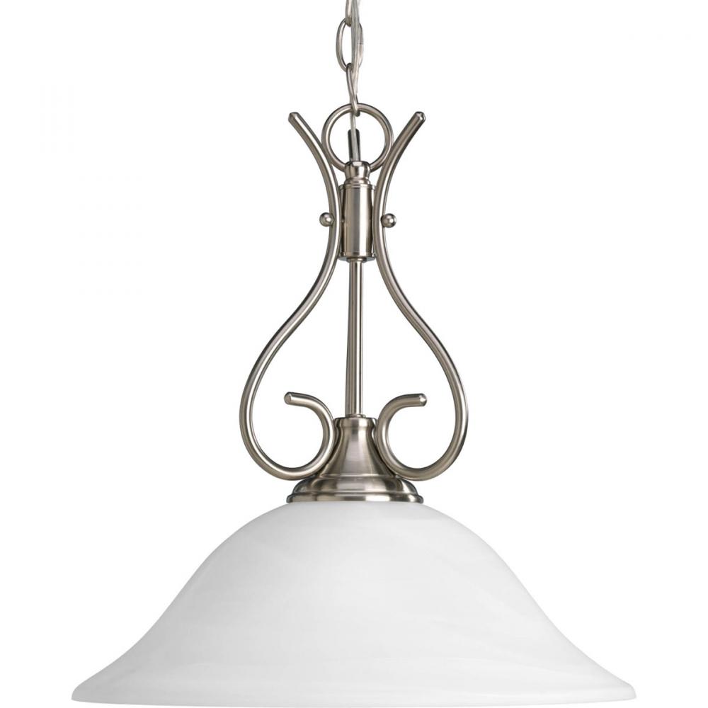 Alabaster Glass One-Light Brushed Nickel Traditional Pendant Light