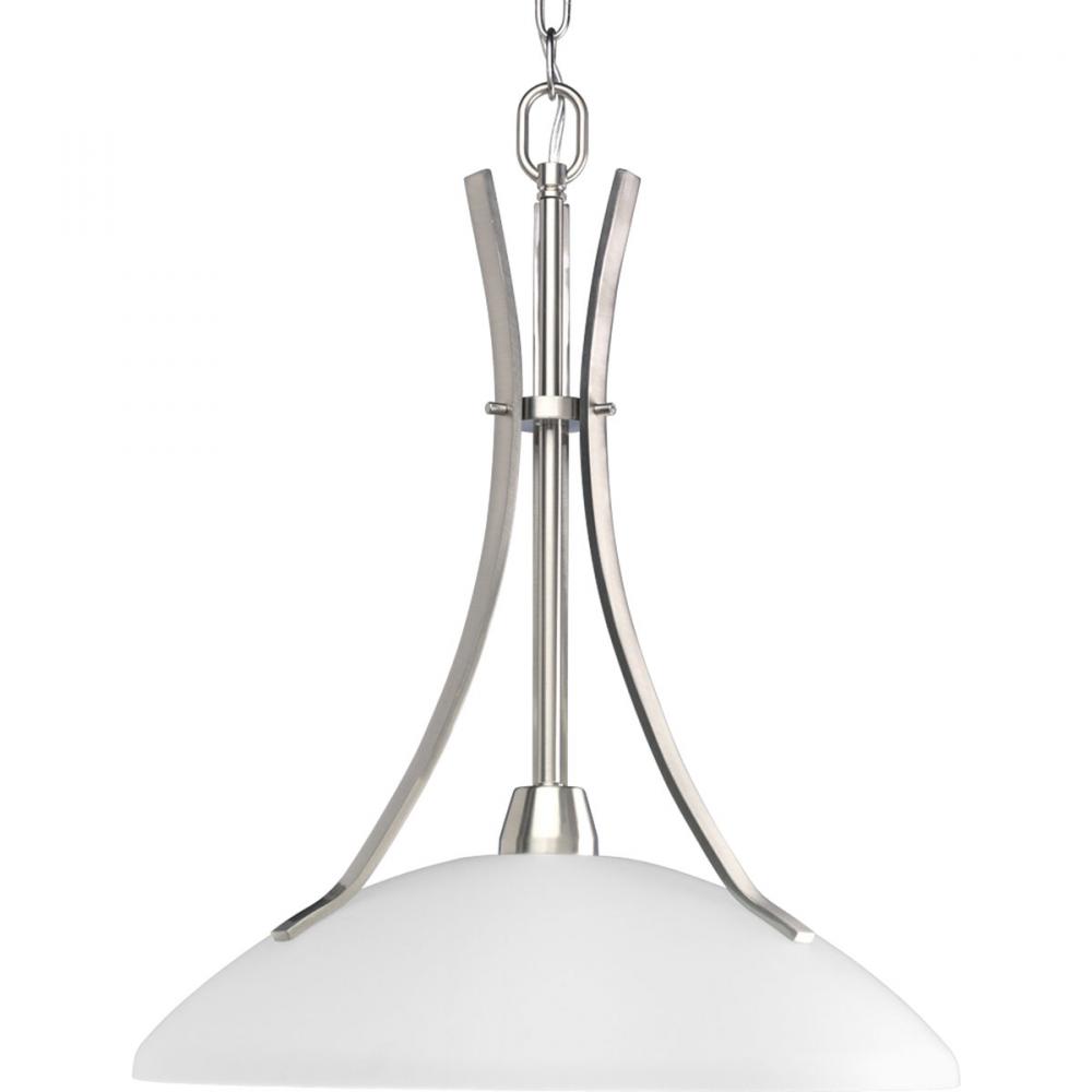 Wisten Collection One-Light Brushed Nickel Etched Glass Modern Pendant Light