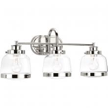 Progress P300082-104 - Judson Collection Three-Light Polished Nickel Clear Glass Farmhouse Bath Vanity Light