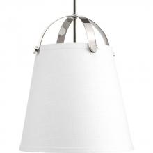 Progress P500046-104 - Galley Collection Two-Light Polished Nickel Linen Shade Coastal Pendant Light