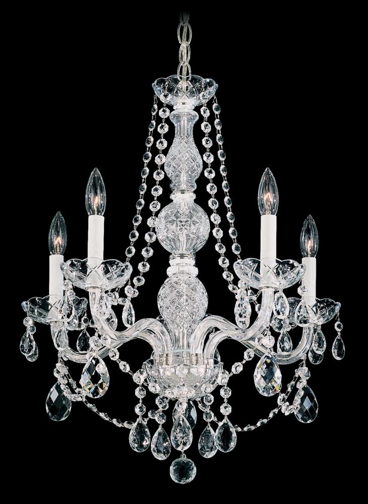 Arlington 5 Light 120V Chandelier in Polished Silver with Heritage Handcut Crystal