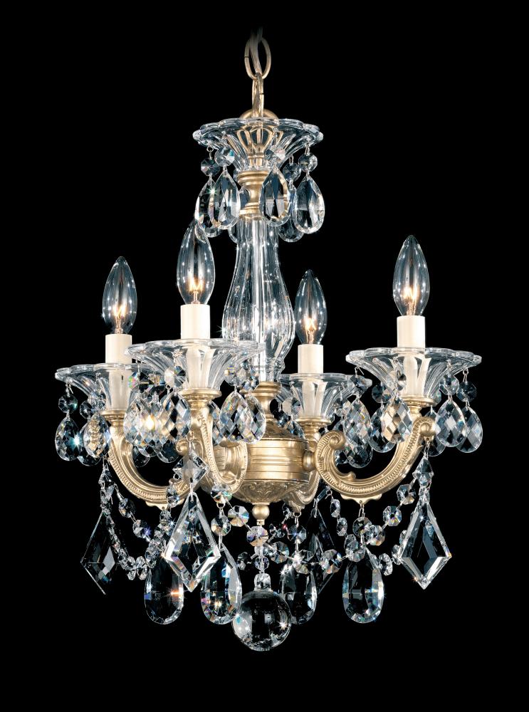 La Scala 4 Light 120V Chandelier in Parchment Gold with Clear Crystals from Swarovski