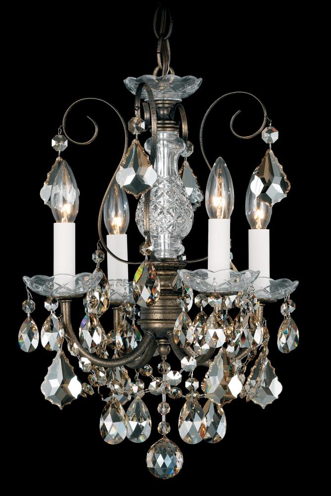 New Orleans 4 Light 120V Chandelier in Antique Silver with Heritage Handcut Crystal