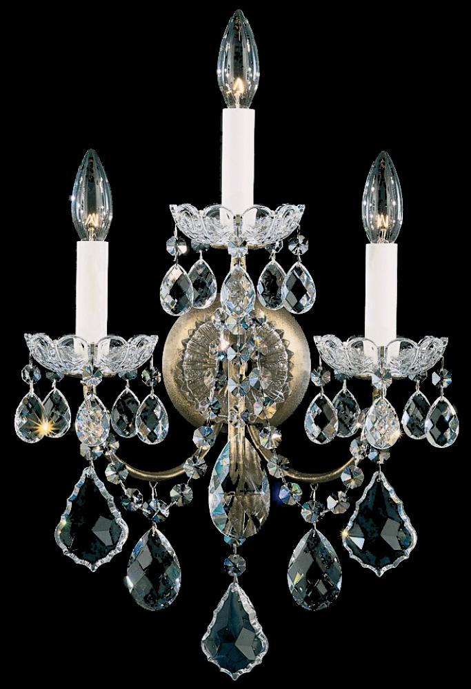 New Orleans 3 Light 120V Wall Sconce in Polished Silver with Heritage Handcut Crystal