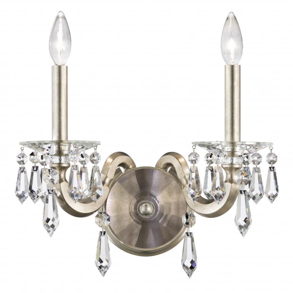 Napoli 2 Light 120V Wall Sconce in Black with Radiance Crystal