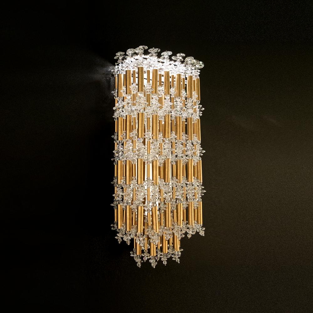 Tahitian 19IN LED 3000K/3500K/4000K 120V-277V Wall Sconce in Heirloom Gold with Optic Crystal