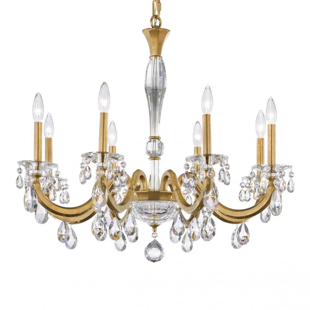 San Marco 8 Light 120V Chandelier in Etruscan Gold with Clear Radiance Crystal