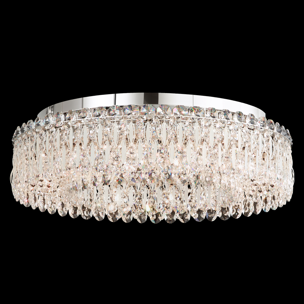 Sarella 12 Light 120V Flush Mount in White with Heritage Handcut Crystal