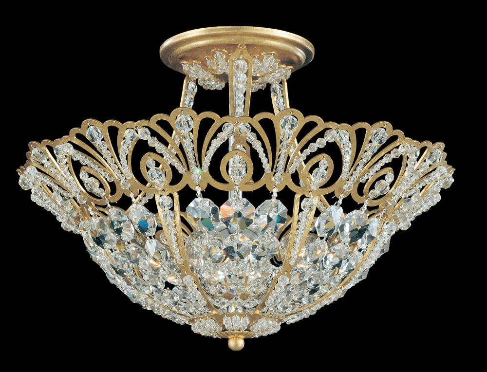 Rivendell 5 Light 120V Semi-Flush Mount in Antique Silver with Clear Radiance Crystal