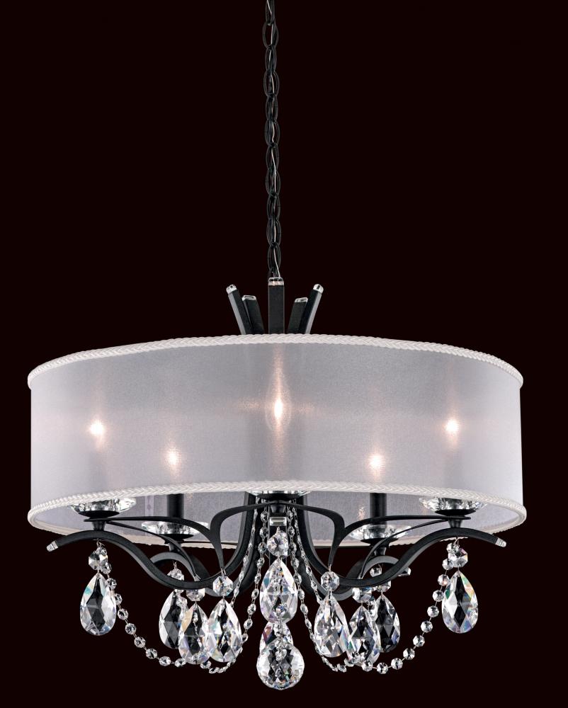 Vesca 5 Light 120V Chandelier in French Gold with Clear Radiance Crystal and White Shade