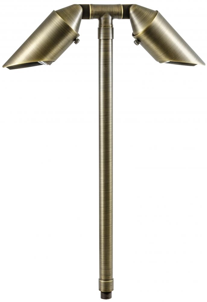 SOLID CAST BRASS PATH LIGHT 2X7W LED MR16 12V